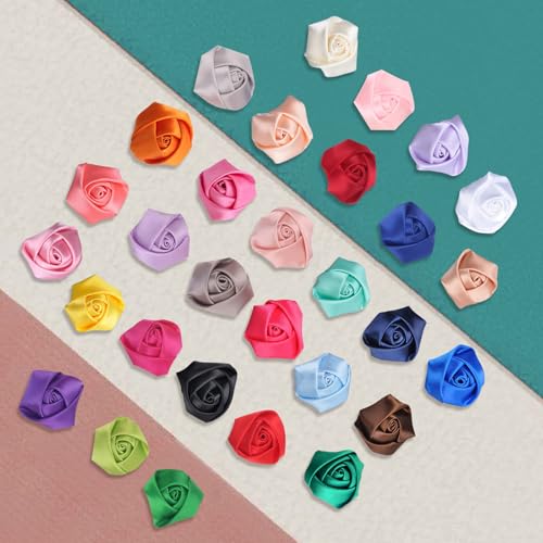 Image of 30 Pcs Elegant Rose Flower Men's Lapel Pins Handmade Satin Flower Boutonniere Brooch for Men Suit Wedding Party Groom Jewelry Accessories for Women Men