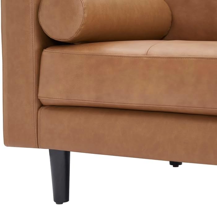 Miniatura 8 de Naomi Home Sofá biplaza Mid-Century de cuero genuino de grano superior, sofá cama biplaza, sofá cama, asientos de dos plazas para espacios pequeños,