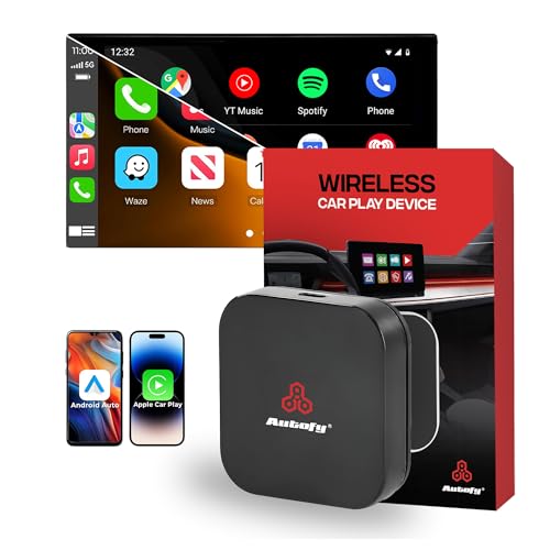 Image of Autofy K1F Wireless Apple CarPlay Android Auto Adapter - Fast Connect & Auto Reconnect - High Performance Device for All Cars & iOS Android Mobile Phones - Easy Setup for iOS Android Bluetooth 5.3