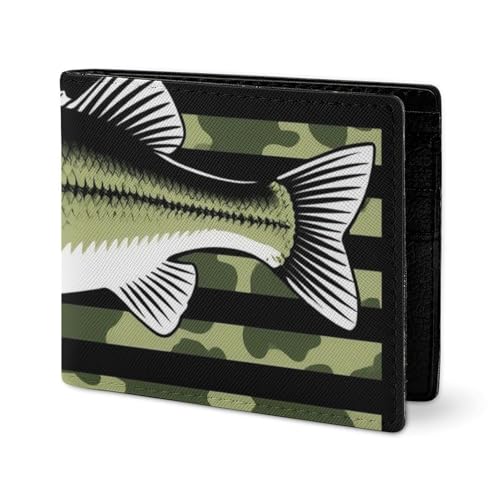Mens Slim Thin Wallet, Credit Card Holder Bag Bass Fishing Hunting Camo Camouflage American Flag-4 Card Organizer Case Small Coin Purse2