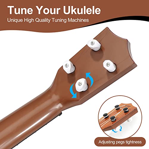 Raimy 17in Kids Ukulele Guitar - 4 Strings Mini Guitar Children Musical Instruments Educational Toys with Picks for Toddler Kids Boys Girls Beginner (Burlywood) - Image 4