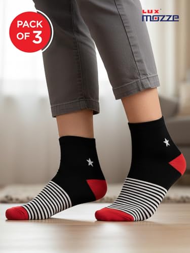Image of Orbit Ankle Length Socks for Men |Made With Durable & Breathable Cotton | Ideal for Gym, Running, Office | 3 Pair -Multicolor