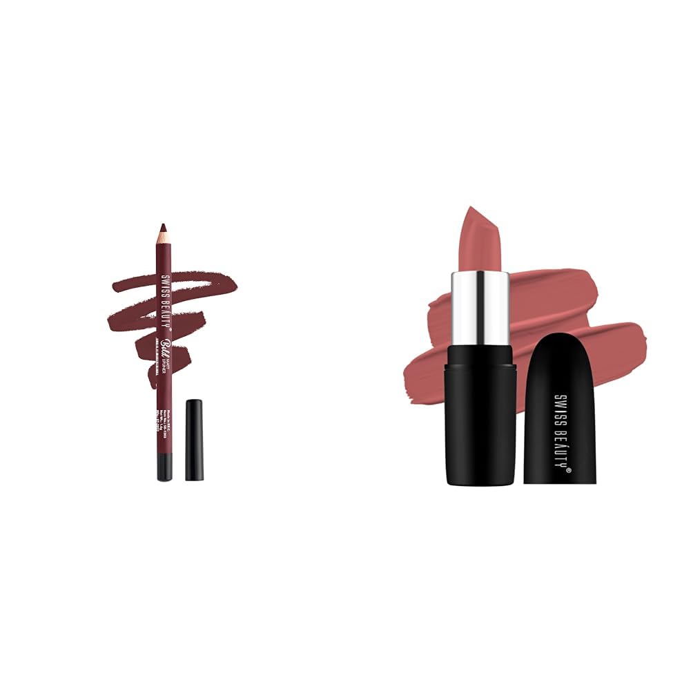 SWISS BEAUTY Bold Matt Lip Liner | Long-lasting |Matte Finish | Non-drying | Shade-02, 5gm & Bold Matt Lip Liner | Long-lasting |Matte Finish | Non-drying | Shade-02, 5gm