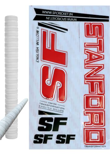 Image of Cottontail Cricket Bat Sticker & Grip Combo English Willow 3D Embossed | Protection Accessories Scuff tape Ring Chevron Grip STANDRSF