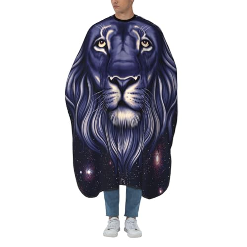 Unisex Galaxy Lion King Star Space Hair Styling Cape, Full Coverage Hairdressing Apron for Barber Salon, Profession Barbershop Supplies
