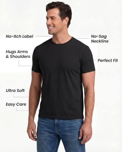 Image of Mens T Shirts Mens Crew Neck Shirts Athletic Fitted Plain Basic Tees Soft Cotton Blend Comfort T Shirts for Men