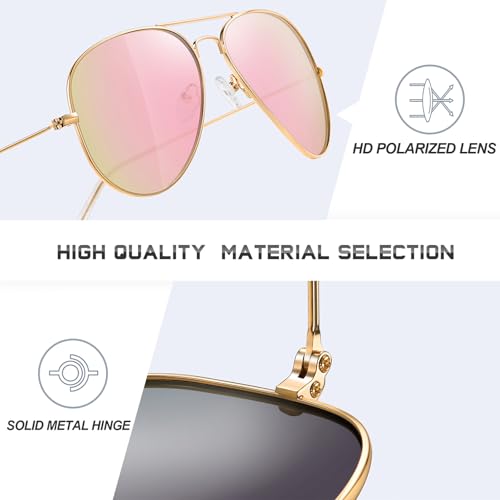 Image of Classic Aviator Sunglasses for Men Womens Polarized UV Protection Driving Sunglasses