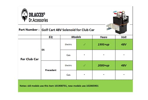 Dr.Acces Golf Cart 48V Solenoid with 4 Terminal Coil for Club Car DS Precedent Electric carts OEM# 101908701 SW80-2028P