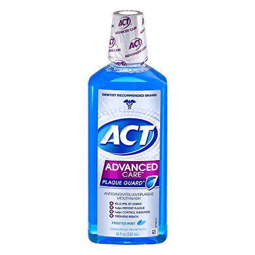 ACT Advanced Care Plaque Guard Mouthwash, Frosted Mint 18 oz (Pack of 2)