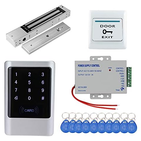 HFeng RFID IP68 Waterproof Access Control Keypad Outdoor + 280KG Electric Magnetic Lock+ 10pcs EM4100 Key tags for Gate Door Lock System Cover