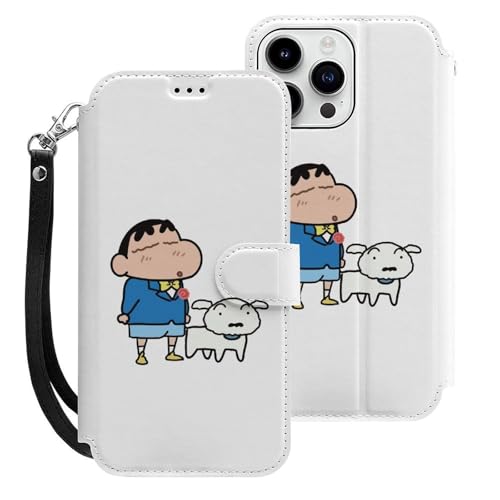 クレヨンしんちゃん iPhone15ProMax用ケース 手帳型 スマホケース アイホン15ProMax用 財布型カバー カードポケット スタンド機能 誕生日ギフト 人気 男女兼用