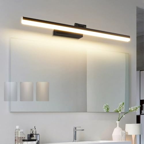 Lámpara de espejo baño LED regulable de 50cm en metal negro