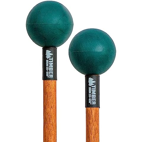 Timber Drum Company Timber Co. Extra Hard Rubber Percussion Mallets for Xylophone, Log Drum, Temple Blocks –– Birch Wood Handles 15.25" (TNP5) Cover