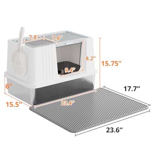 Caja de arena para gato de acero inoxidable Oneluck con tapa miniatura 2