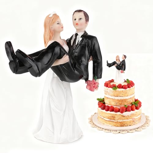 Decoración para Tarta de Boda, Decoración para Tarta de Novia y Novio, Figura Decorativa de Pareja de Novios para Adornos de Escritorio, Decoración del Hogar(8.5 x 5.5 x 12.6 cm)