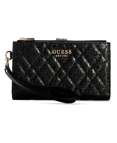 GUESS Carteira organizadora com zíper duplo Isemay, preta