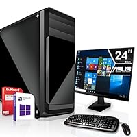 Gaming Komplett PC Set|Intel i5-9600K 6x4.6GHz|Marken Board|24 Zoll Monitor|Intel UHD 630 Grafik DX12 und 4K 2 GB|480GB SSD|ohne Laufwerk|Windows 10 Pro|WLAN|3 Jahre Garantie