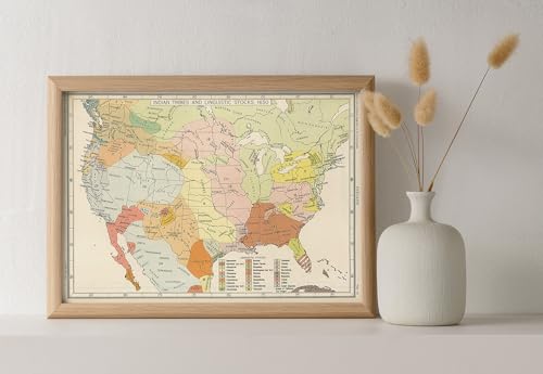 1650 US Native American Tribes Map Indian Languages - Linguistic Stocks Poster Historical Poster Unframed - Social Studies Classroom Decorations (11\"x15\")