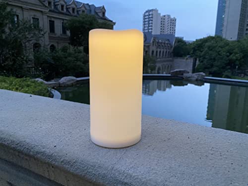 Image of 1 Pack Outdoor Flameless Pillar Candle with Remote and Timer Waterproof Battery Operated Electric LED Candle Set for Gift Home Decor Party Wedding Supplies Garden Christmas Decoration, 3 inch x 6 inch
