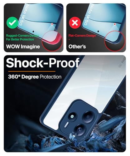 Image of WOW IMAGINE Shockproof Hybrid Back Cover for Redmi Note 14 SE 5G | Redmi Note 14 5G | Hard Slim fit Back Case | PC & TPU | Clear Transparent Case - Blue