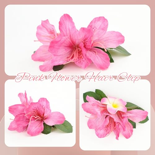 2 Piezas Pinzas de Pelo Florales Rosadas Clip de Orquídea y Plumeria para Niñas miniatura 2