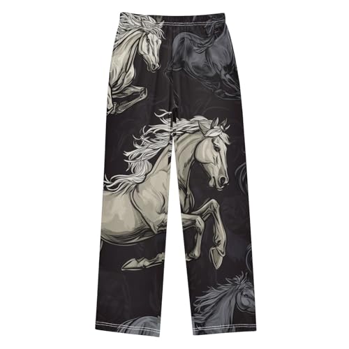 ZZXXB Horse Print Boys Long Pants Soft Trousers Elastic Waist Kids Lounge Bottoms with Pockets S-XL