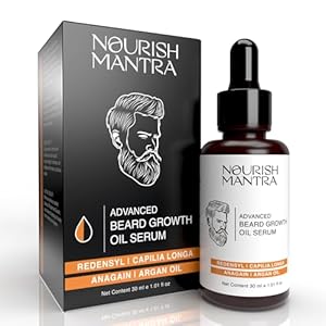 NOURISH MANTRA – Advanced Beard Growth Oil Serum | Made with Redensyl, Capilia Longa, Argan Oil, Vitamin E and Jojoba Oil for Fuller, Thicker & Healthier Beard Growth | Beard Oil Serum For Men | 30 ml