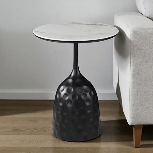 Image of The Attic Neena Round End Table Compact Bedroom Style,Black