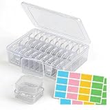 HuaCommerce 30 Piezas Cajas pequeñas de almacenamiento de plástico transparente, 5,5x5,5x2 cm con tapa abisagrada + 2 etiquetas, organizador multiusos para el hogar, oficina y manualidades ﻿