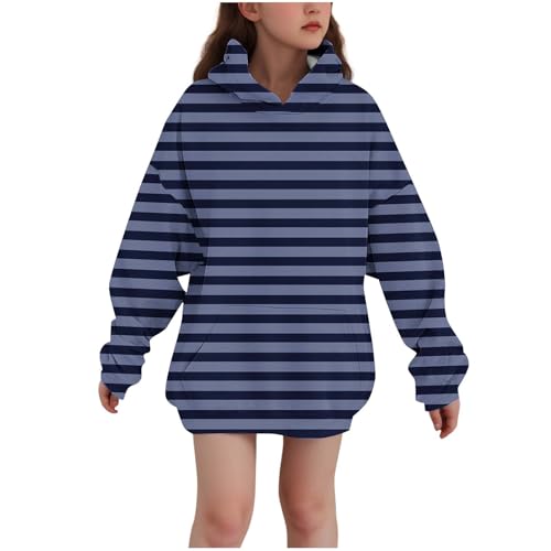Girls Cute Striped Hoodies Kids Long Sleeve Oversized Fashion Pullover Tops Fall Winter Clothes 3-14 Years