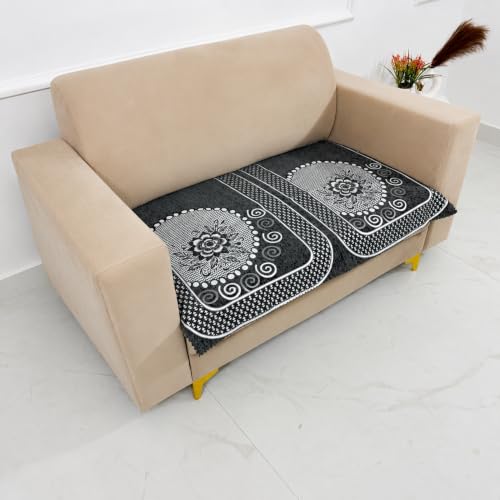 Image of Homerz Premium Chenille Fabric Sofa Cover | Soft, Durable & Dustproof | Decorative Couch Cover (Solitaire Grey, 2 Seater, Only Seat Cover)