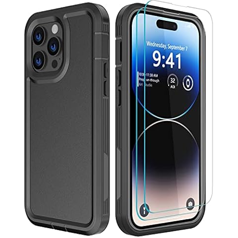 ibelief for iPhone 14 Pro Max Case, with 2 Pack [Tempered Glass Screen Protector] [Shockproof] [Drop Proof] [Dust-Proof] Protective Phone Case Cover for iPhone 14 Pro Max (6.7 inch) Black Cover