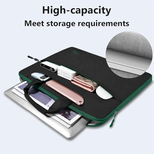 Image of Hseok Laptop Shoulder Bag 15 15.6 16 Inch Briefcase,Compatible MacBook Pro /Neo 16 inch,MacBook Air /Pro 15,XPS 15 /16 and most 15.6-16 and Most 15-16 Notebooks,Spill-Resistant Handbag,Black Green