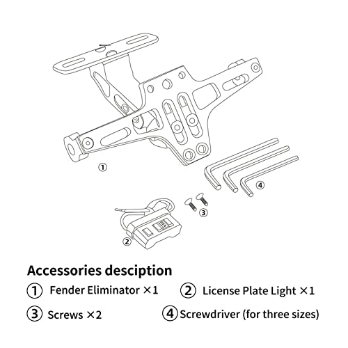 Support de Plaque d'Immatriculation CNC FZ6 Finition Or Anodisé