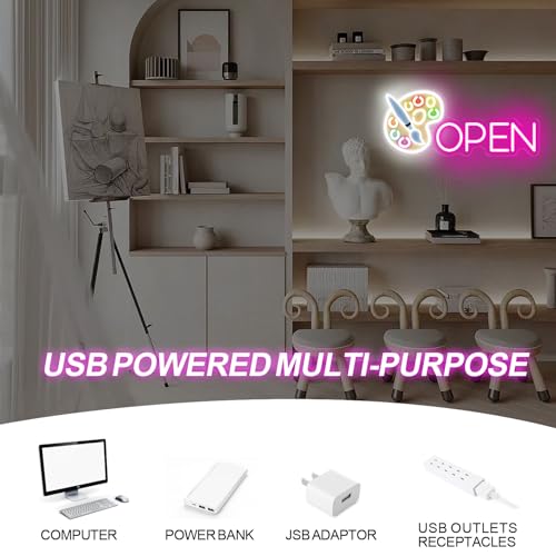 Image of Paint Tray Open Neon Sign Art LED Light Painting Room Wall Decor | USB Powered Dimmable Paint Palette Neon Sign Art Studio Decor 17.7 inchx7.7 inch