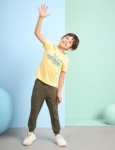 Image of Amazon Brand - Symbol Boys Cotton Rich Stretchable Knit Terry Track Pants Joggers | Age 2-14 Years