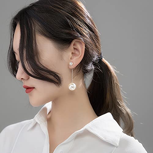 Freshwater Pearl Threader Tassel Earrings 925 Sterling Silver Statement Dangle Earring Ear Jackets Pearls Drop Long Chain Earrings Wedding Studs Fashion Dainty Birthday Jewelry Gifts for Women Girls Sensitive Ears3