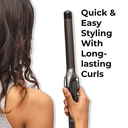 Image of WINSTON Hair Tong Curler for Women with 25mm Fast Heating Tourmaline Infused Barrel Rod for Hair Curling | Professional Hair Curling Tong machine - Black