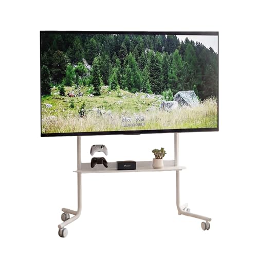 Soporte TV Pie con Ruedas, Soporte TV Ruedas Regulable en Altura para TV 33-77 Pulgadas, Mueble TV con Ruedas con Estante, Soporte de Pie para TV Móvil