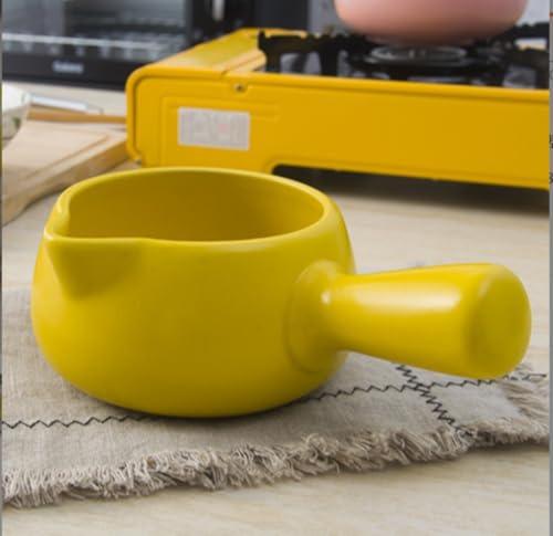 鍋 一人用鍋 ミルクパン 鍋 ミルク 対応 片手鍋 ソース ミルク ホーロー 揚げ物 鍋 赤ちゃん鍋です グリーン ソース (800ML,イエロー)