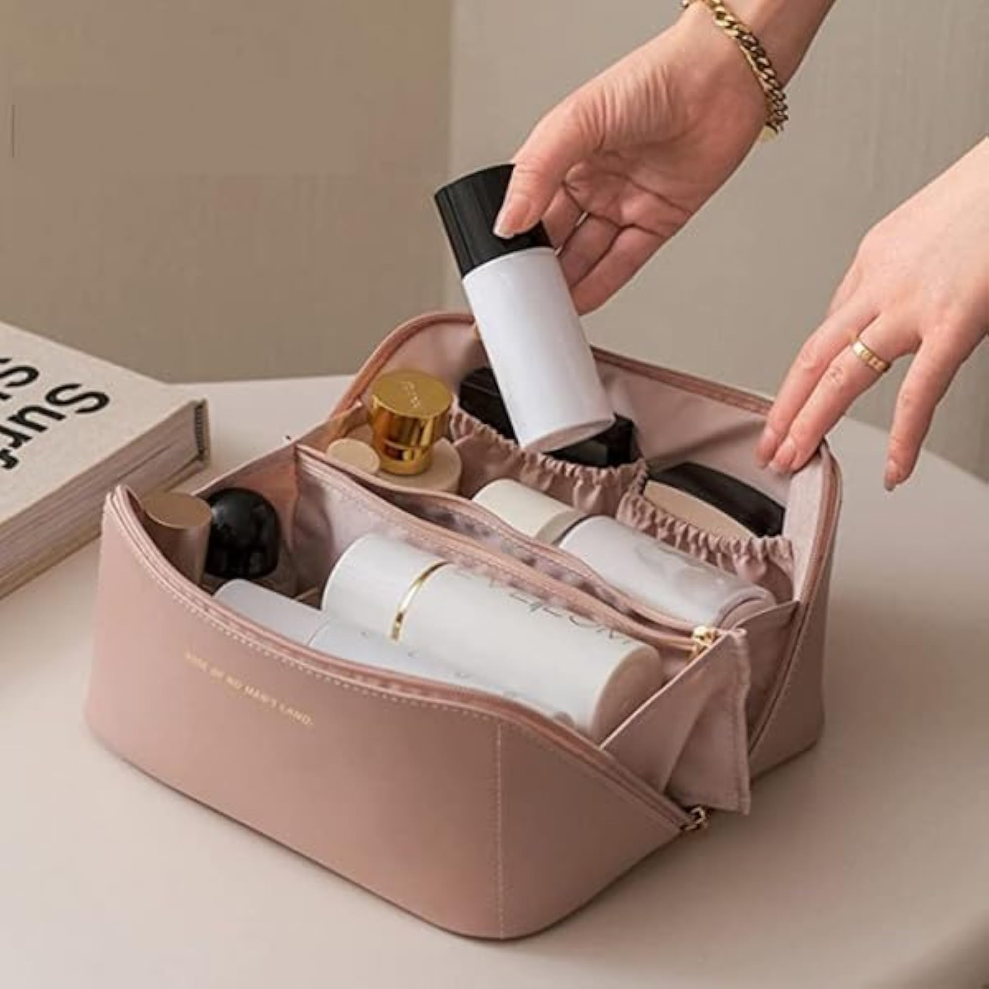 Large Capacity Waterproof Leather Cosmetic Bag for Women