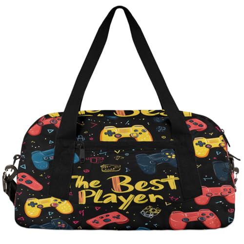 Black Gamepad Kids Duffle Bag Boys Girls Small Sport Dance Gym Bag for Overnight Travel Weekender Carry On