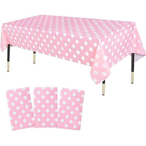 HHLCWA 3 Pack Pink Minnie Polka Dot Party Tablecloth, Plastic Minnie Theme Party Table Covers for Minnie Theme Birthday Party Decorations Supplies, 86.6 x 51.2in Cover