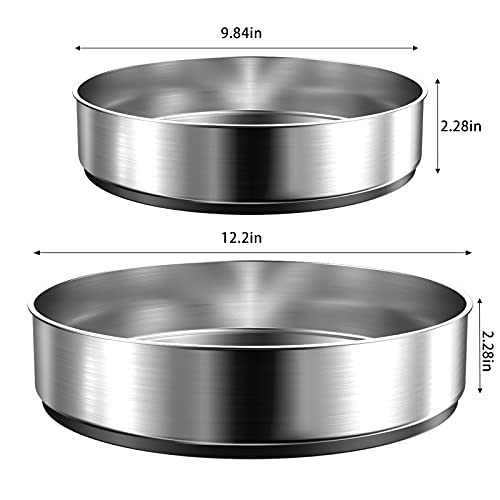 Vaehold 2 Pack Pantry Cabinet Lazy Susan Stainless Steel Spice Rack Turntable - 12" And 10" Decorative Trays Storage Containers Organizer For Kitchen Cabinet, Snacks, Bathroom, Farmhouse #TOP1