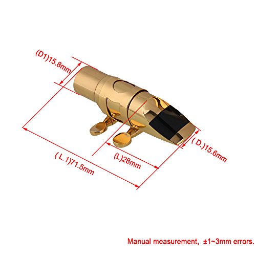 Yibuy #6 Golden Brass B-flat Soprano Saxophone Mouthpiece with Ligature Reed