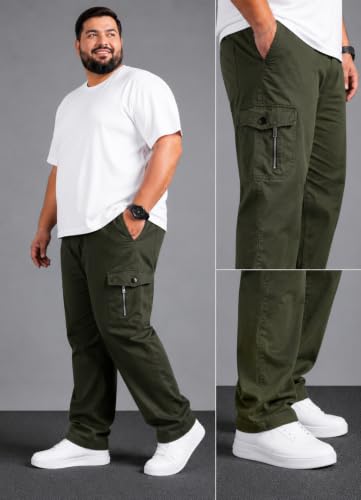 Image of INKKR Men Plus Size Cargo Pants || Plus Cargo Pants Cotton || 2XL-6XL