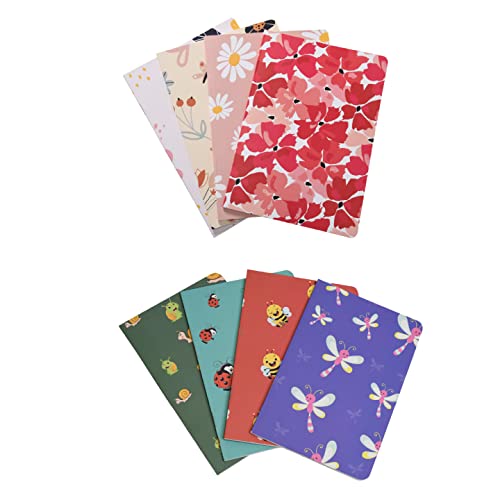 Image of Papboo A5 Handy, Easy to carry Unruled, Plain Cute Creature & Floral 2 Sets of 4 for doodling, Writing, Notes, Notebooks -Matte Finished - Journal Diary, Gift.(60 * 8= 480 80 GSM pages)