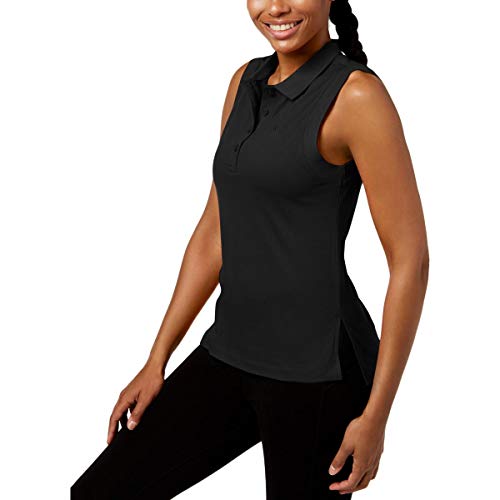 Calvin Klein Performance Womens High-Low Hem Quarter Button-Down Polo Black M