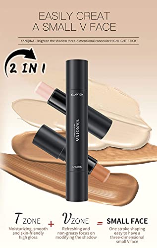 Mysense 6 Colors Cream Contour Stick,Contouring Concealer Highlighter Stick,Double Head Body Face Brightens & Shades Make Up Foundation Cream Pen,3pcs
