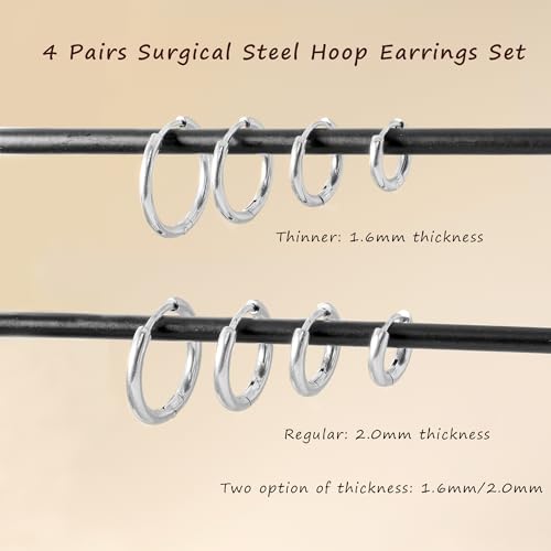 Small Hoop Earrings for Women Men Girls 14k Real Gold Plated Thin Gold Huggie Hoops Set for Cartilage Helix Hypoallergenic Surgical Stainless Steel 6/8/10/12mm3